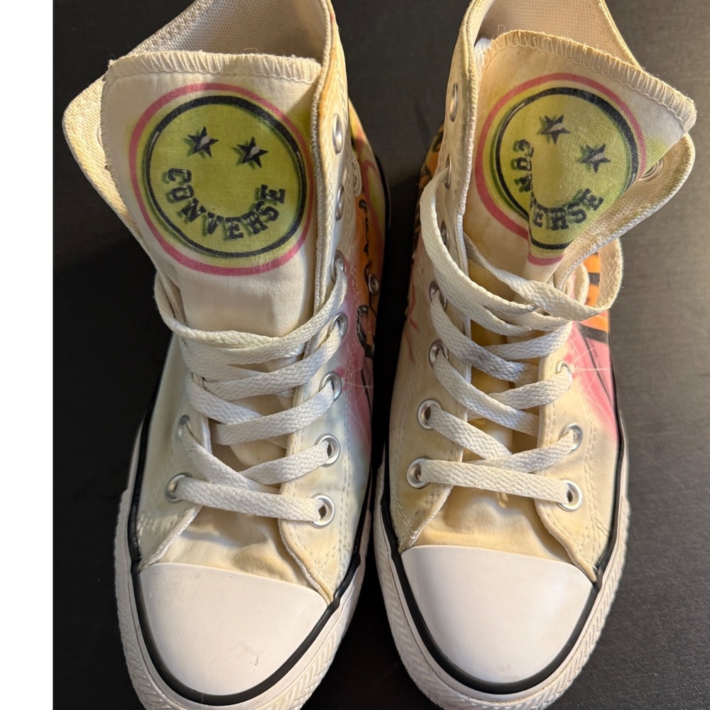 Converse Chuck Taylor All Star High Top Smiley Face Graffiti Sneakers 168997F